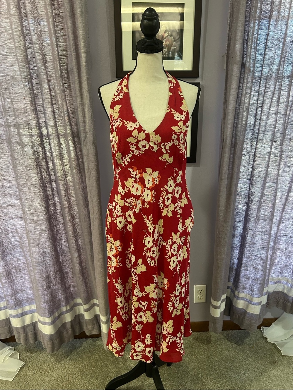Vintage Loft Silk Floral Halter Dress - Picture 1 of 7